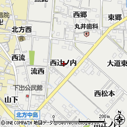 愛知県一宮市北方町中島西辻ノ内周辺の地図