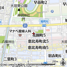 岐阜県大垣市花園町周辺の地図