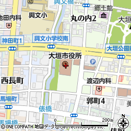 大垣市役所　市政・経済記者クラブ室周辺の地図