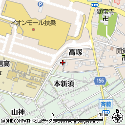 愛知県丹羽郡扶桑町南山名高塚76周辺の地図