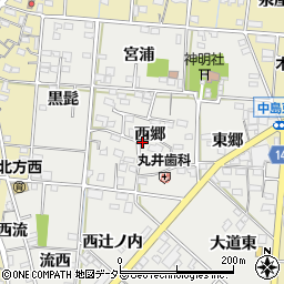 愛知県一宮市北方町中島西郷周辺の地図