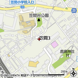 笠間田立町内会周辺の地図