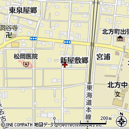 愛知県一宮市北方町北方新屋敷郷76周辺の地図