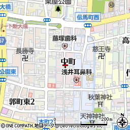 岐阜県大垣市中町周辺の地図