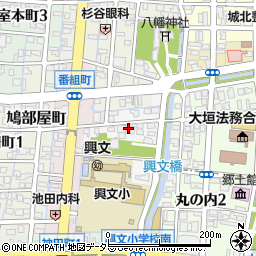 岐阜県大垣市西外側町1丁目22周辺の地図