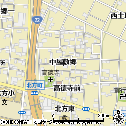 愛知県一宮市北方町北方中屋敷郷周辺の地図