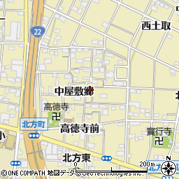 愛知県一宮市北方町北方中屋敷郷89周辺の地図