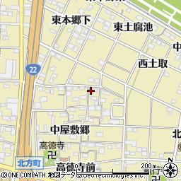 愛知県一宮市北方町北方中屋敷郷70周辺の地図