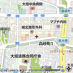 大垣市役所　東外側駐車場周辺の地図