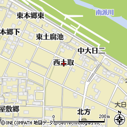 愛知県一宮市北方町北方西土取周辺の地図