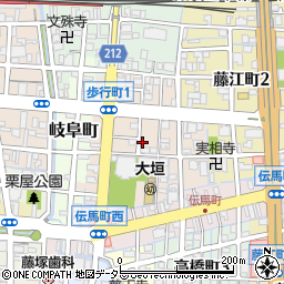 岐阜県大垣市歩行町周辺の地図