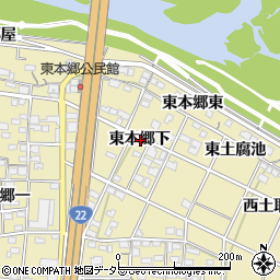 愛知県一宮市北方町北方東本郷下周辺の地図