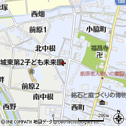 愛知県犬山市前原南中根周辺の地図