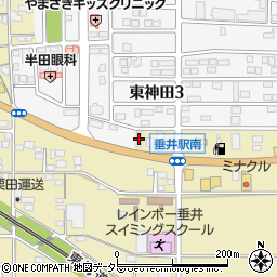 中日新聞　垂井南部専売所周辺の地図