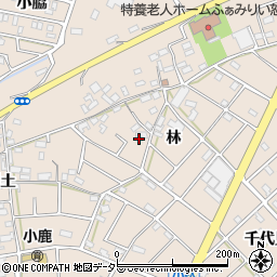 愛知県江南市小杁町林周辺の地図