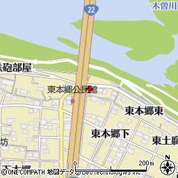 愛知県一宮市北方町北方東本郷23周辺の地図