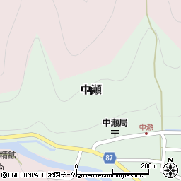 兵庫県養父市中瀬周辺の地図