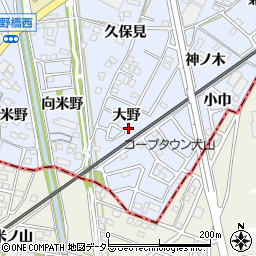 愛知県犬山市上野大野周辺の地図
