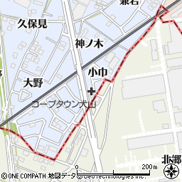 愛知県犬山市上野小巾周辺の地図