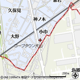 愛知県犬山市上野（小巾）周辺の地図