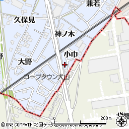 愛知県犬山市上野小巾30周辺の地図
