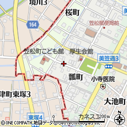 岐阜県笠松町（羽島郡）瓢町周辺の地図