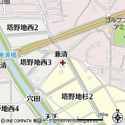 愛知県犬山市塔野地天王周辺の地図