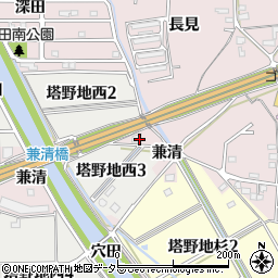 愛知県犬山市塔野地川原田周辺の地図