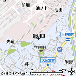 愛知県犬山市上野後川田1623周辺の地図