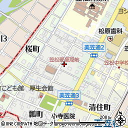 笠松郵便局前周辺の地図