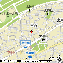 愛知県江南市草井町宮西周辺の地図