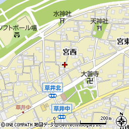 愛知県江南市草井町（宮西）周辺の地図
