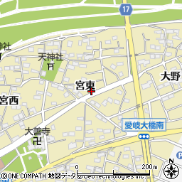 愛知県江南市草井町（宮東）周辺の地図