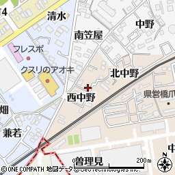 愛知県犬山市橋爪西中野周辺の地図