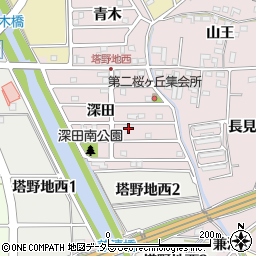 愛知県犬山市塔野地深田周辺の地図