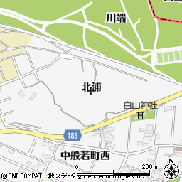 愛知県江南市中般若町（北浦）周辺の地図