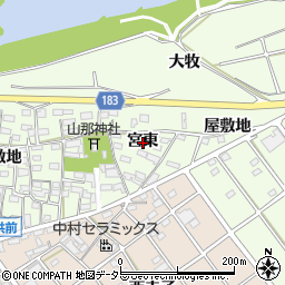 愛知県丹羽郡扶桑町山那宮東周辺の地図