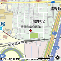 熊野町南公民館周辺の地図