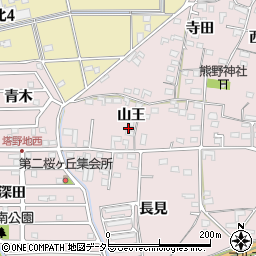 愛知県犬山市塔野地山王37周辺の地図