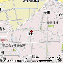 愛知県犬山市塔野地（山王）周辺の地図