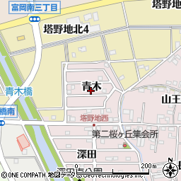愛知県犬山市塔野地（青木）周辺の地図