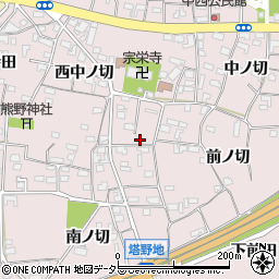 愛知県犬山市塔野地西中ノ切88周辺の地図