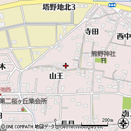 愛知県犬山市塔野地山王94周辺の地図