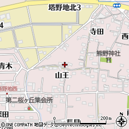愛知県犬山市塔野地山王93周辺の地図