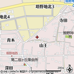 愛知県犬山市塔野地山王85周辺の地図