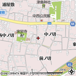 愛知県犬山市塔野地中ノ切24周辺の地図