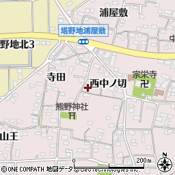愛知県犬山市塔野地西中ノ切21周辺の地図