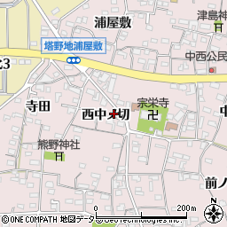 愛知県犬山市塔野地西中ノ切23周辺の地図