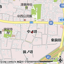 愛知県犬山市塔野地中ノ切周辺の地図