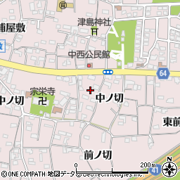 愛知県犬山市塔野地中ノ切32周辺の地図